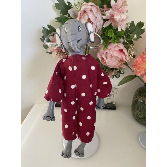 Elephant Toy Beaded Filled Soft Polka Dot Body Hand Painted Face Hands Feet Vtg - Picture 2 of 16